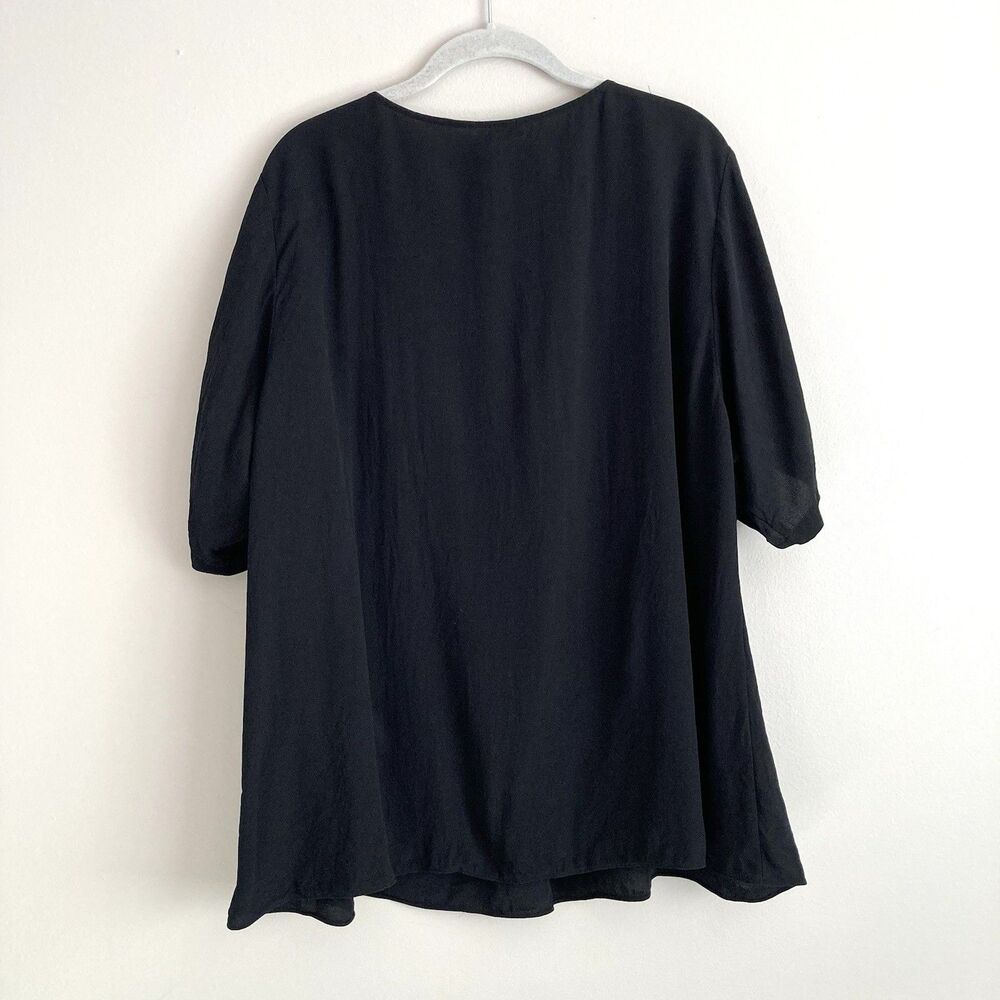 Eileen Fisher Black 100% Silk V-Neck Boxy Top Blouse Size XL Lagenlook Womens - Picture 5 of 7
